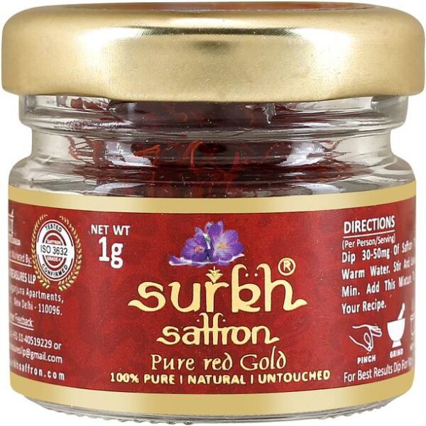 SURKH Saffron - 1 Grams - Premium Pack - 100% Pure I Na...