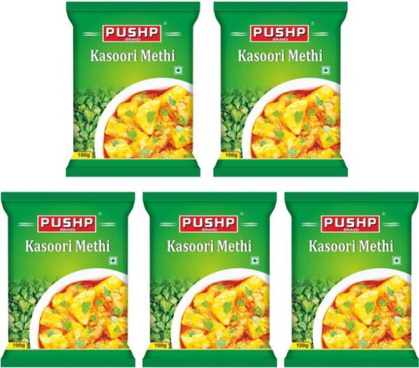 Pushp Brand Kasuri Methi Pouch (Pack of 5, 100g in each...