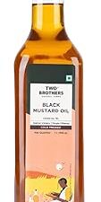 Two Brothers Organic Farms Mustard Oil/Sarso Ka Tel (1L), Made using farm grown Mustard seeds | Cold-Pressed and Single-Filtered Oil for healthier Cooking | Kacchi Ghani, Natural and Unrefined