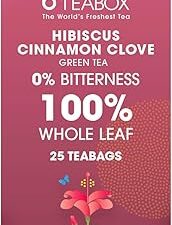 Teabox Hibiscus Cinnamon Clove Green Tea Bags 25 pcs | 100% Natural Hibiscus, Cinnamon & Clove