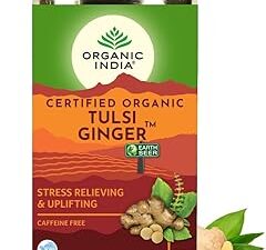 A TATA Product - Organic India Tulsi Ginger Tea - 100g, Rich in Antioxidants, Supports Digestion, Stress Relieving, Helps Boost Metabolism, Caffeine-Free, Whole Herbs