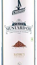 Chekko Kachi Ghani Cold Pressed Virgin Mustard Oil, 1 Liter 100% Natural, Pure & Wood Pressed for Cooking, Skin Care, Hair Growth and Care, Joint Pain Remedy and a Healthy Heart
