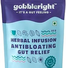 GOBBLERIGHT Herbal Infusion Gut Relief Tea ? 100% Caffeine-Free, Chamomile, Peppermint, and Ajwain ? Aids Digestion, Eases Bloating ? 20 Sachets of Detox Tea for Gut Health, Sleep, and Comfort