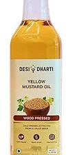 Desi Dharti Premium Wood Cold Pressed Yellow Mustard Oil - 1L | Natural & Pure, Unrefined, Rich Aroma, Omega-3 & Antioxidants | A1 Grade Mustard Seeds | Ideal for Cooking, Frying, Pickling & Daily Use