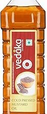 Amazon Brand - Vedaka Cold Pressed Mustard Oil | 1 L | Cooking Oil | Contains Omega- 3 Pufa | 100% Vegetarian Kachi Ghani Oil