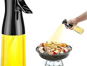 Vasukie 2-in-1 Olive Oil Sprayer and Dispenser Bottle for Kitchen | 500ml Glass Oil Bottle with Premium Nozzle | Cooking Oil Sprayer for Healthy Cooking and Salad Making (Spray Bottle)