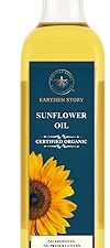 Earthen Story Cold Pressed Sunflower Oil 1L – Certified Organic & Unrefined | Chemical-Free Cooking Oil | High in Antioxidants, Heart-Healthy, Nutrient-Rich Edible Oil