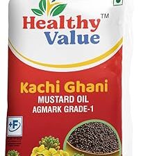 Healthy Value Kachi Ghani Mustard Oil 1 Ltr Pouch | Healthy Edible Oil | Sarso Oil 1 Litre Pouch | Sarson ka Tel | Cooking Oil for Daily Use | Pack of 1