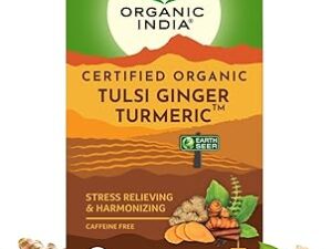 A TATA Product - Organic India Tulsi Ginger Turmeric - 25 Tea Bags, Boosts Immunity, Supports Healing & Recovery, Rich in Antioxidants, Made with Tulsi, Turmeric, Cinnamon, and Pepper