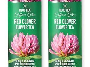 BLUE TEA - Red Clover Flower Tea - 50g - 50 Cups (Pack of 2) | ANTI-INFLAMMATORY | Detox Tea - Flower Based - Herbal Tea - Caffeine Free - Natural - No Preservatives | Pet Jar Packaging