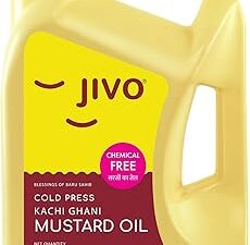 Jivo Premium Cold Pressed Kachi Ghani Pure Mustard Oil, 5 Litre | Natural & Pure, Rich in Omega-3 & Antioxidants | Ideal for Cooking, Frying, Pickling & Daily Use |