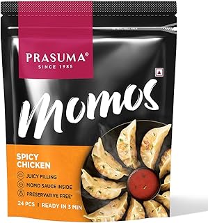Prasuma Spicy Chicken Momos, 24 Pieces