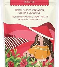 VEDASTRI Hibiscus Rose Red Tea | 100% Natural Herbal Caffeine-Free Tea | Rich in Antioxidants | Supports Skin Glow, Heart Health & Hormonal Balance | 25 Tea Bags