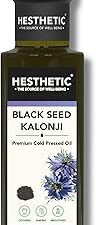 HESTHETIC Premium Edible Cold Pressed Black Seed Oil, 100ml – 100% Pure and Natural Food Grade Virgin Kalonji Oil for Salad and Cooking, High Thymoquinone, Glass Bottle