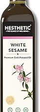 Hesthetic - Edible Cold Pressed White Sesame Seed(Gingelly) Oil| 1 L |Til Ka Tel|Rich in Healthy Fats,Ideal for Cooking,Frying & Salad Dressings|100% Pure & Natural|Food Grade Virgin Oil|Glass Bottle