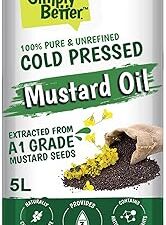 Tata Simply Better Pure & Unrefined Cold Pressed Mustard Oil,Naturally Cholesterol Free, 5L, Rich Aroma & Flavour of Real Mustard Seeds, A1 Grade Mustard Seeds
