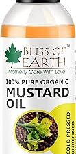 Bliss of Earth Mustard Oil for Hair, 100% Pure Organic & Hexane Free, Organic Mustard Oil, Cold Pressed, Baby-Friendly, Antibacterial, 100ml,