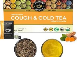 TEACURRY Cough Tea (1 Month Pack, 30 Tea Bags) - Helps with Sore Throat, Congestion, Runny Nose - Cough and Cold Tea | 100% Natural Herbal Tea for Immunity