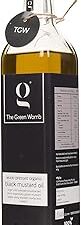 The Green Womb Wood Cold Pressed Black Mustard Oil - 100% Pure and Organic Black Mustard Oil/Kali Sarso ka Tel (Kolhu/Kacchi Ghani/Chekku) Glass Bottle, 500ml