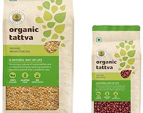 Organic Tattva Toor Dal, 1kg & Organic Tattva, Organic Red Rajma (Red Kidney Beans) 500 Gram | Gluten Free and Unpolished