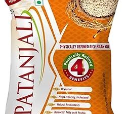 Patanjali Rice Bran Oil Cold Pressed Cooking Oil Suitable for Cooking & Frying, Nutrient-Rich & Cholesterol Free Cooking Oil for Everyday Use, 1L Pouch