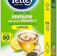 Tetley Loose Green Tea Leaves 100g, Lemon Flavour, Immune With Added Vitamin C, Makes 80 Cups, Long Leaf Tea, 5X Antioxidants As An Apple