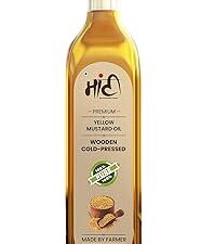 Maati Wooden Cold-Pressed Yellow Mustard Oil | 100% Pure & Natural | Chemical-Free | Glass Bottle | 1 L | For Cooking, Frying, and Massage