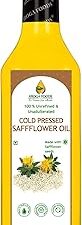 Aroga Foods Cold Pressed Safflower Oil 1L, 100% Natural and Healthy Kacchi Ghani Cooking Oil Rich in Omega-6 and Omega-9 Fatty Acids Ideal for Roasting, Frying and Baking