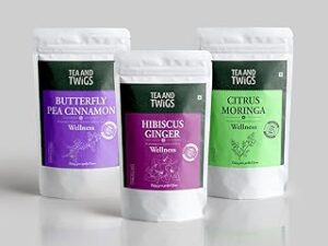Tea And Twigs, Assortment Selection Sampler | 3 Varieties of Herbal Tea (9 teags) | InTeas Bags | Assorted Herbal Gift Sets | Tea Gift Box | Hibiscus | Butterfly Pea | Moringa
