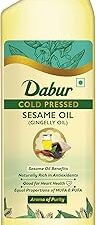 Dabur Cold Pressed Sesame(Gingelly/Til) Cooking Oil - 1L | Helps in Lowering Cholestrol & Improves Heart Health | Perfect blend of Health, Taste & Aroma