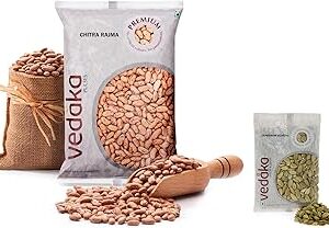 Amazon Brand - Vedaka Premium Chitra Rajma, 1 kg |Rich in Protein|No Cholesterol|No Additives & Amazon Brand - Vedaka Whole Cardamom (Elaichi), 100g