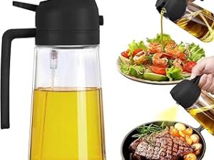 Misamo Enterprise 500ml 2 in 1 Glass Oil Sprayer and Dispenser Bottle, Premium Nozzle, Multi Color (2 IN 1 OIL DISPENSER AND SPRAYER)