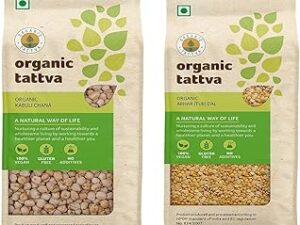 Organic Tattva Kabuli Chana, 1kg & Organic Tattva Toor Dal, 1kg
