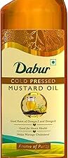 Dabur Cold Pressed Mustard Oil 1L | Healthy Cooking Oil | Goodness of Omega 3 & 6 | Perfect blend of Health, Taste & Aroma