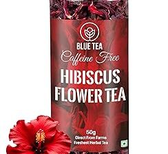 BLUE TEA - Hibiscus Tea - 50 gm (50 Cups) | SKIN GLOW ENHANCING TEA | Flower Based - Herbal Tea - Caffeine Free - Tangy Flavor - Non-GMO | Featured in Shark Tank | Pet Jar