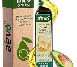 AEVO Organic Avocado Cooking Oil | Cold Pressed, Great For All Purpose Cooking, High Temperature Cooking, Sauteing, Baking, Frying, Salad Dressing, Marinade, Butter Substitute, Ghee (250 Ml)