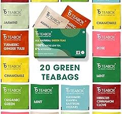 Teabox Premium Darjeeling Herbal Green Tea Assorted Pack (10 Different Flavors X 2pcs Each) | 100% Natural Whole Leaf Green Tea With 0% Bitterness | From The Himalayas (20 Teabags)