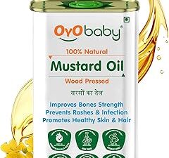 OYO BABY 100% Natural Wood Pressed Baby Hair Oil for New Born With Mustard Baby Oil | Mustard Oil For New Born Baby Massage, Skin & Hair Care | 200ml