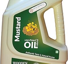 WOODFRESS Pure Cold Pressed Kachi Ghani Mustard Oil, 5 Litre HDPE, Wood Pressed Sarson Oil, 25 Kg Mustard Seeds Per 5 Litre, Healthy Cooking Oil, Unrefined Black Mustard, Preservative-Free (HDPE 5L)