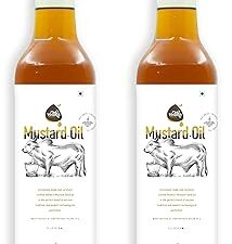 Vedika Organics Cold Pressed Mustard Oil 1 litre - Pack of 2, Wood Pressed, Unrefined Kachi Ghani Virgin Sarson Oil, Organic Pure & Natural Black Mustard Seed Oil for Cooking, Baby Massage & Hair