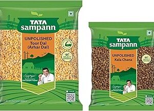 Tata Sampann Unpolished Toor Dal (Arhar Dal), 2 Kg & Unpolished Kala Chana, 1 Kg