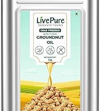 Livepure Organic Farms - 15L Cold Pressed Groundnut Oil Cooking Oil | Kacchi Ghani Mungfali Tel | Chemical Free| Cholesterol Free | Micro Filtered | Healthy Unrefined oil