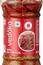 Amazon Brand - Vedaka Stuffed Red Chilli Pickle | 500 G