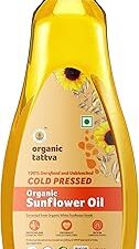 Organic Tattva - Organic Sunflower Oil 1 Litre Bottle - Cold Pressed | for Healthy Heart and Digestion