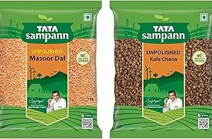 Tata Sampann Masoor,1 Kg & Unpolished Kala Chana, 1 Kg