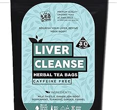 The Tea Trove Liver Cleanse Tea Bags (30 counts) ? Fatty Liver Detox Herbal Tea blend of Milk Thistle, Dandelion Root, Ginger, Fennel, Peppermint & Turmeric - 60g