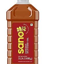 Sano Pure and Aromatic Kachi Ghani Mustard Oil - 5L Pet Bottle, 100% Natural, Ideal for Cooking, Pickling, and Health Benefits - Edible Oil (Pack of 1)