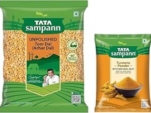 Tata Sampann Unpolished Toor Dal (Arhar Dal), 2 Kg & Turmeric Powder With Natural Oils, 500G