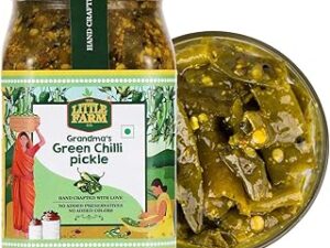 THE LITTLE FARM CO Green Chilli Pickle - Hari Mirch ka Achar | Less Oil Mustard Base Homemade Chilli Pickles Chopped | No Added Preservatives, No Artificial Flavours | Traditional Recipe, 400g