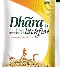 Dhara Lite n Fine Refined Soyabean Oil, 1 L Pouch